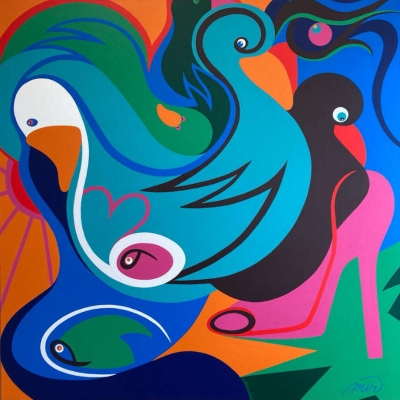 het sprookje... - 100x100, linnen/verf/lak, € 1000,-